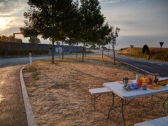 Camping breakfast 0500 on E20 near Odense Fyn Danmark Camping breakfast 0500 on E20 near Odense Fyn Danmark